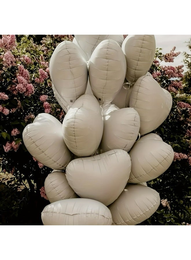 Kandid 10Pcs Valentine's 18-inch Heart-Shaped Aluminum Foil Balloons (Cream) - Image 2